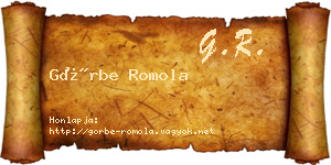 Görbe Romola névjegykártya